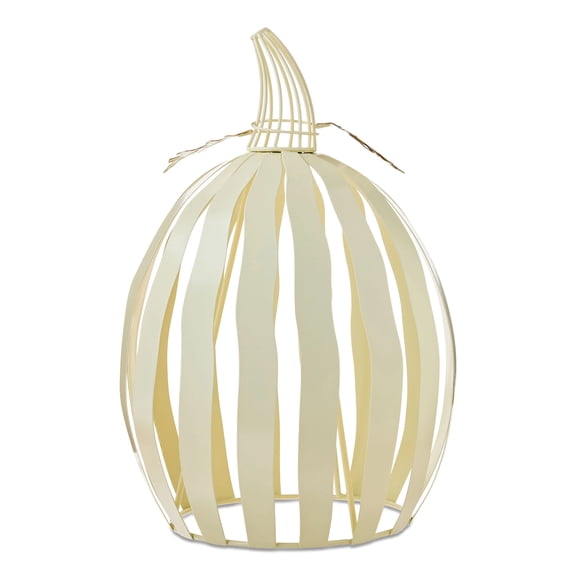 Harvest Cream Metal Pumpkin Decoration, 14.5", by Way To Celebrate