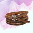 thumbnail image 2 of Bracelet Élégant en Cuir Véritable avec Boucle en Alliage, Ajustable et Durable, Couleur Café, 9 5 Po, 2 of 8