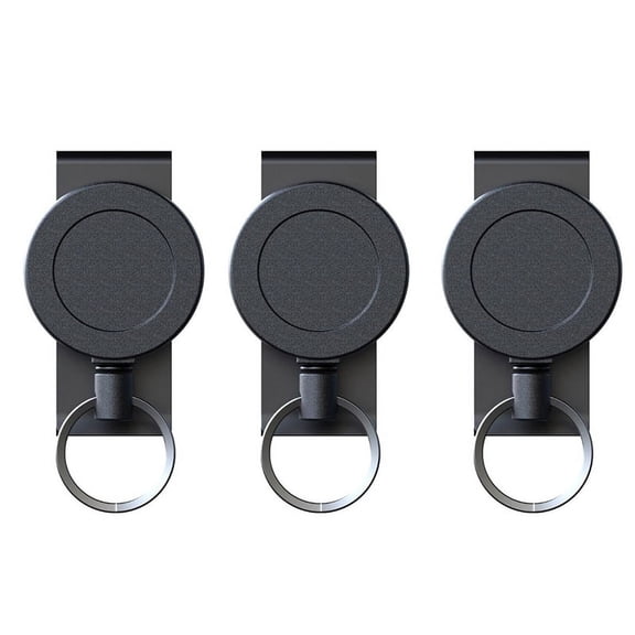 Heavy Duty Retractable Keychain with Belt Clip, 360° Retractable Keychain Heavy Duty with Wire Rope and Key Ring,3 x Mountain climbing buckle,Black