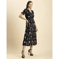 thumbnail image 6 of Moomaya Womens Printed Front Slit Dress, Puffed Sleeves, Styles Back Ties Midi Dress, 6 of 8