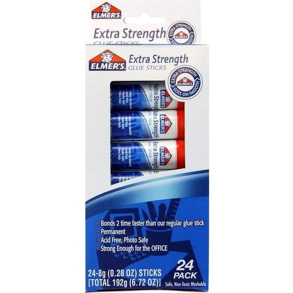 Elmer's-1PK Elmer's Extra-Strength Office Glue Stick, 0.28 oz, Dries Clear, 24/Pack (E554)