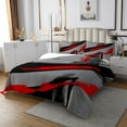 thumbnail image 2 of Erosebridal Rouge Noir Ombré Rayures Géométriques Couvre-Lit Format Grand Ensemble 3 Pcs, 2 of 6