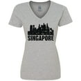 thumbnail image 3 of Inktastic Singapore City Skyline with Grunge Women's V-Neck T-Shirt, 3 of 5