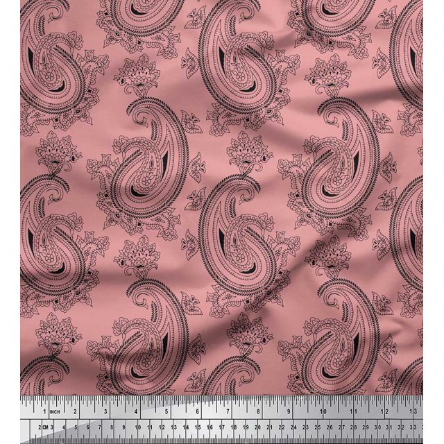 Soimoi Poly Georgette Fabric Artistic Paisley Fabric Prints by Yard 42 Inch Wide