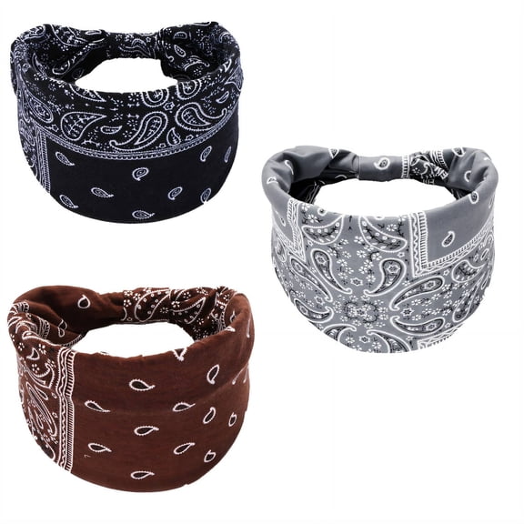 TUWAFE 3Pcs Headbands Elegant Pattern Thick Headbands for Women,Active Style Snug