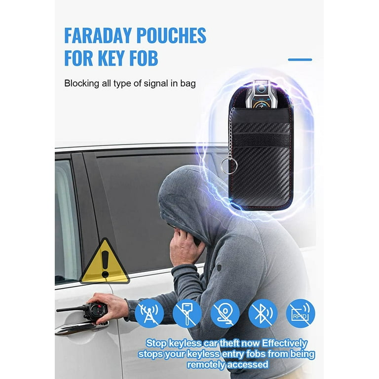 Faraday Bag For Key Fob(2 Pack), Faraday Cage Protector, Car Rfid Blocking  Key Fob Protector, Double-layers Of Shielding Material Pu Faraday Pouch