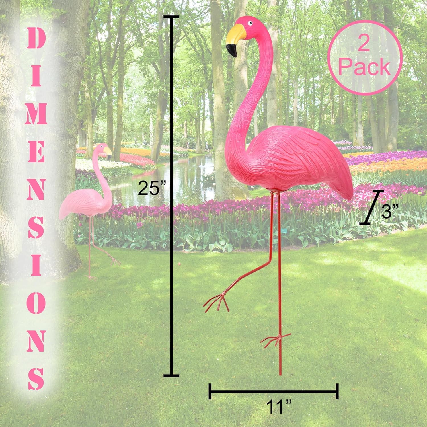 Pink Flamingo Yard Decorations Pack of 2 Flamingo Decor Ornaments for Outdoor Lawn and Garden