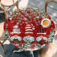 thumbnail image 2 of Red Christmas Round Tablecloth, Fitted Table Cover with Elastic for 55"-60" Round Tables, Gnomes Xmas Tree Poinsettia Eucalyptus Table Cloth Outdoor Indoor Dinning Party Waterproof Tablecloths, 2 of 7