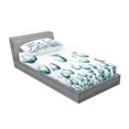 thumbnail image 2 of Ambesonne Flower Fitted Sheet & Pillow Sham Set, Poppy Flora Windy Day, Twinxl, White Teal, 2 of 2