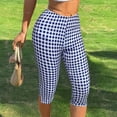 thumbnail image 5 of MLQIDK Pedal Pushers for Women Dressy Casual Plaid Capri Pants Knee Length Elastic Waist Plus Size Capris Trendy Summer Plaid Capri Pants with Pockets Blue L, 5 of 6