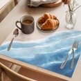 thumbnail image 3 of Navy Blue Waves Coastal Placemats Set of 4 Summer Beach Ocean Seaside Place Mats Indoor Wipeable Table Mats Washable Cloth Dining Table Placemats for Kitchen Holiday Party Home Decor 13x19 Inch, 3 of 9