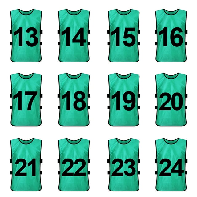 Toptie Ensembles de 12 Gilets d'Entraînement Numérotés (#13-24), Chasubles de Soccer