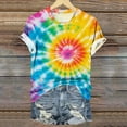 thumbnail image 3 of VBTAPA Tie Dye Shirts for Women Short Sleeve Crewneck Tops Casual Stylish T-shirt Novelty Graphic Tees Prime Sales Today Multicolor S, 3 of 5
