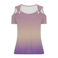 thumbnail image 6 of Otvok Women Summer T-Shirt Cold Shoulder Pullover V-Neck Short Sleeve Blouse, 6 of 6