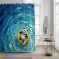 thumbnail image 4 of Funny Art Shower Curtains for Bathroom, Summer Panda Swimming Blue Sea View Oil Painting Washable Fabric Shower Curtain with Hooks Waterproof Bathroom Decor Sets, 72 x 78 Inches, 4 of 9