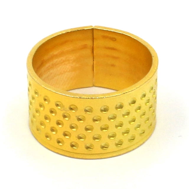 bedienty Knitting Rings Finger for Protection Thimble Adjustable Sewing Loop Specially-designed Crochet Tools for Home Yarn Crafts Thicken Gold Ring 1Set