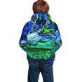 thumbnail image 3 of Bingfone Colorful Stained Glass Crocodile Pattern Youth Classic Hoodies Soft Hooded Pullover Sweatshirts for Girls and Boys, 3 of 6