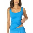 thumbnail image 2 of ANNE COLE Women's Blue Stretch Square-Neck Removable Cups Adjustable Tankini Swimsuit Top XS, 2 of 2