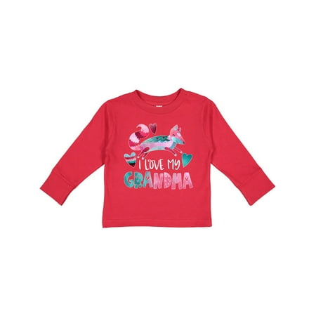

Inktastic I Love My Grandma Pink and Blue Fox with Hearts Gift Toddler Boy or Toddler Girl Long Sleeve T-Shirt