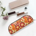 thumbnail image 6 of Leather Semi-Circular Storage Bag 7.5×2.6×1.4in Single Pocket Design Semi-Circular Shape Can Be Used As A Storage Pen Makeup Bag Retro Groovy Flowers Pattern (14), 6 of 7