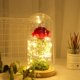 thumbnail image 5 of Cadena de luces de cristal con flores secas blancas y musgo verde y flores rosas, 5 of 8