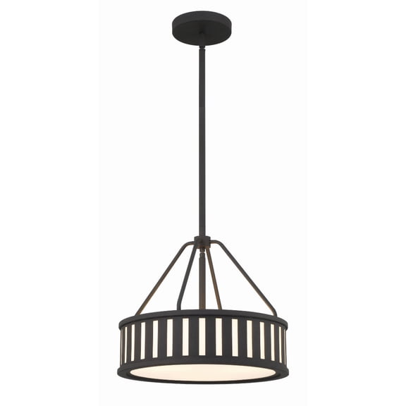 Crystorama Kendal 3 Light Black Forged Pendant - 15.5"W x 13.75"H