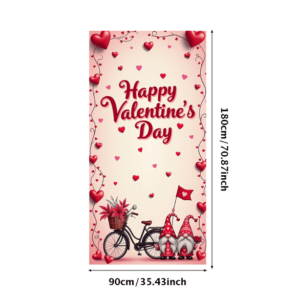 LUUFILx Valentine's Day Gnome Love Banner Backdrop Bicycle Background Party Decorations Photography Props Romantic Event Supplies Decor Banner