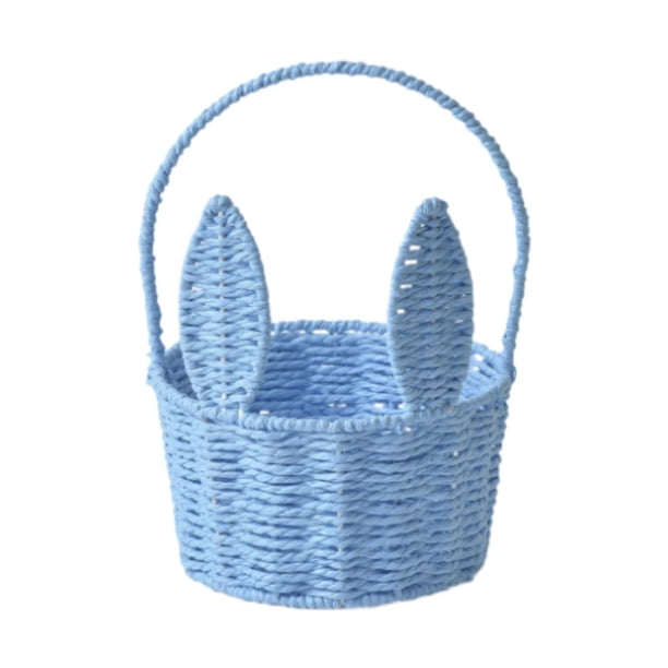 Cesta de flores trenzada, cesta de conejito de Pascua, cesta de huevos de Pascua, almacenamiento para fiestas Azul