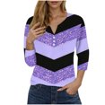 thumbnail image 1 of Blusas de Manga Corta para las Mujeres Impresas 3/4 Manga Cuello Redondo Blusa Casual, Ligero Diario Superior, 1 of 5