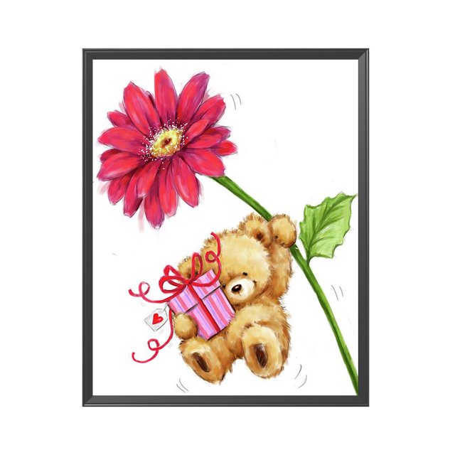 Cuadros Decorativos Kits de bordado impresos de oso de peluche DIY de 11CT de punto de cruz completo (09 40x50cm) Wdftyju embutido en tela