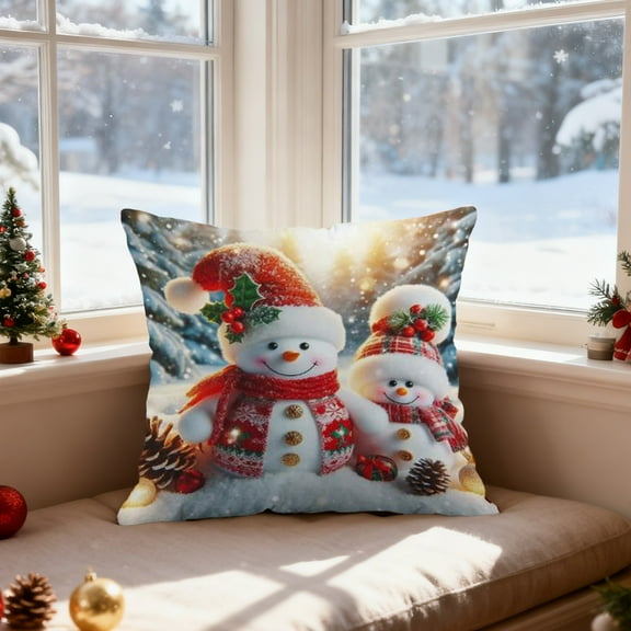 Horivan 1 Packs Christmas Pillow Covers 17x17 Inch Soft Flannel Holiday Decor for Couch Sofa Bedroom Festive Home Accents Living Room Throw Pillow Cases