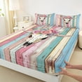 thumbnail image 3 of Feelyou Kawaii Sheep Skeleton Twin Sheet Sets, Blue Pink Rustic Cabin Twin Fitted Sheet, Cute Cowgirl Cowboy Flat Sheet, Luxury Bedroom Decor, 3 Pieces, 3 of 7