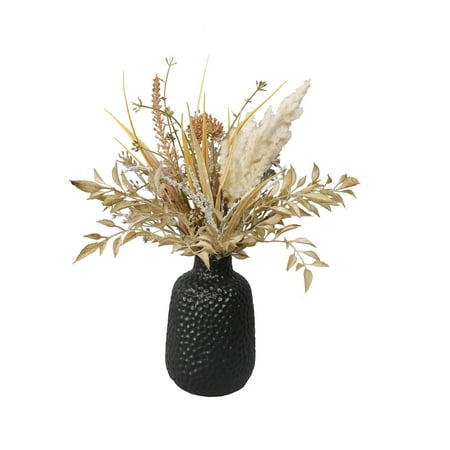 Home Decor Collection Flora Bunda 14" Artificial Fall Floral Arrangement in Matte Black Ceramic Vase for Tabletops - 1.4 lb.