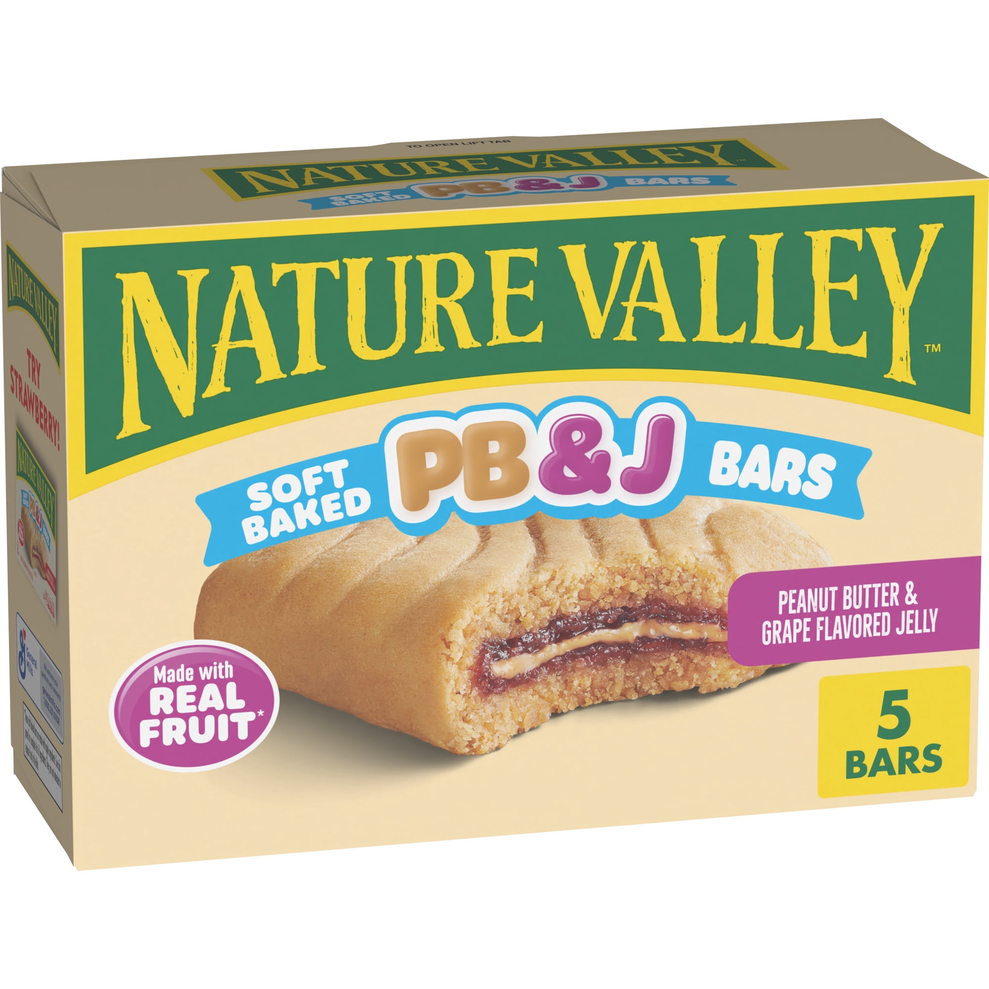 Nature Valley Soft Baked PB and J Bars, Peanut Butter and Grape Jelly, 5 Bars, 9.75 oz
