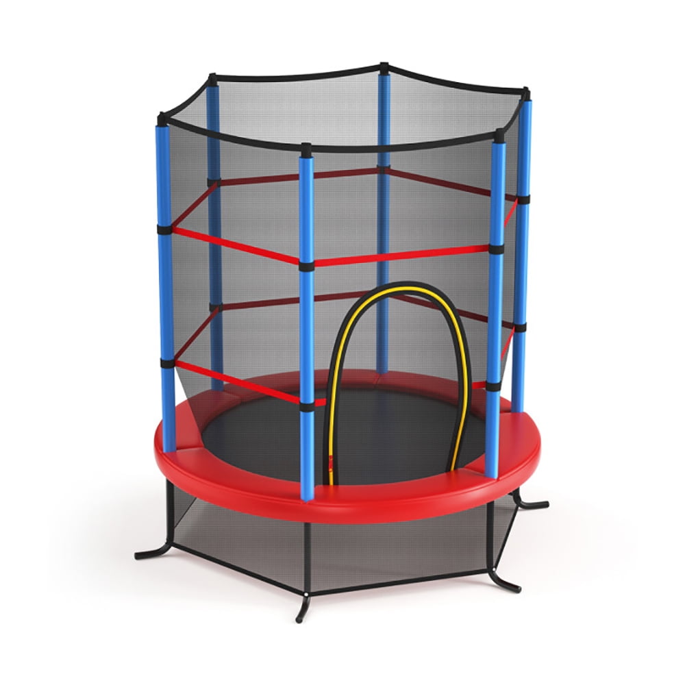 Topcobe 55 Inch Kids Recreational Trampoline Bouncing Jumping Mat with Enclosure Net, Recreational Trampolines for Kids, Large Trampoline for Outdoor Backyards-Navy