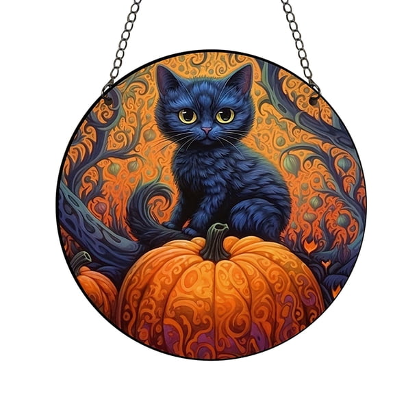 2D Holiday Pendants Halloween Acrylic Stained Glass Window Decorations Garden Decorations Home Porch Decorations