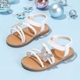 thumbnail image 2 of newwalpole Girls Open Toe Princess Flat Sandals with Comfort Sole Summer Sandals White for Size 11, 2 of 8