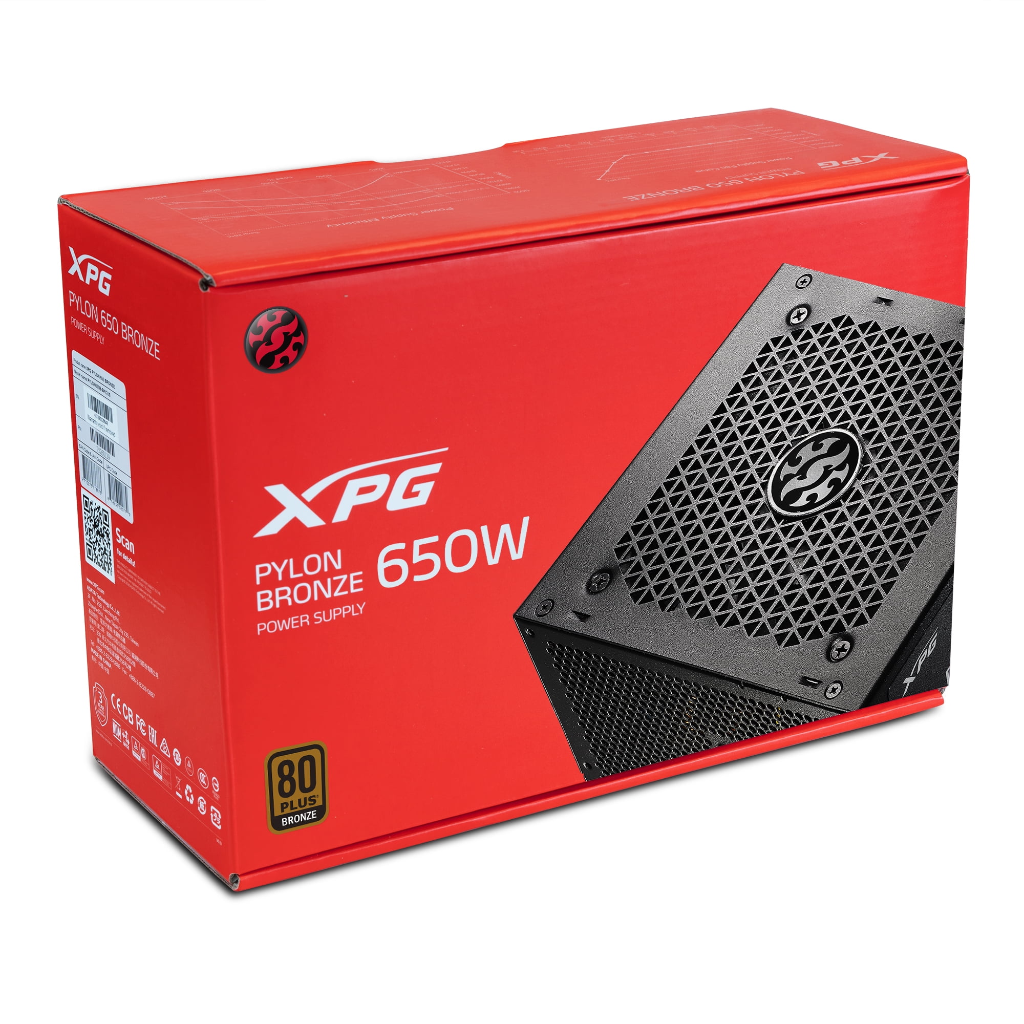 XPG PYLON ATX PSU 650W 80 Plus Bronze 19 Connectors Intex