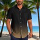 thumbnail image 1 of Blusa y camisa de manga corta con cuello vuelto para hombre, blusa informal de moda con cuello vuelto, estampado degradado, camisa de manga corta con botones, blusa de poliéster para hombre, 1 of 6