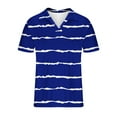 thumbnail image 3 of Royal Blue Man Loose Fit Tops Turtle Neck Blouses for Man Short Sleeve Casual Fish Net Striped Fall Summer Shirt Button 2025 Clothing Fashion L, 3 of 4