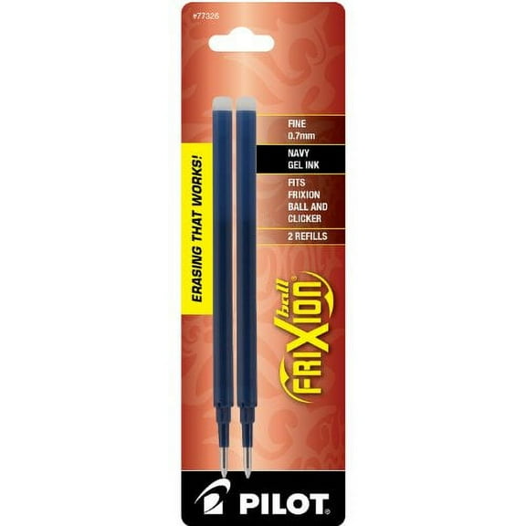 Pilot FriXion Gel Ink Pen Refill, 2-Pack for Erasable Pens, Fine Point, Navy Blue Ink (77326)