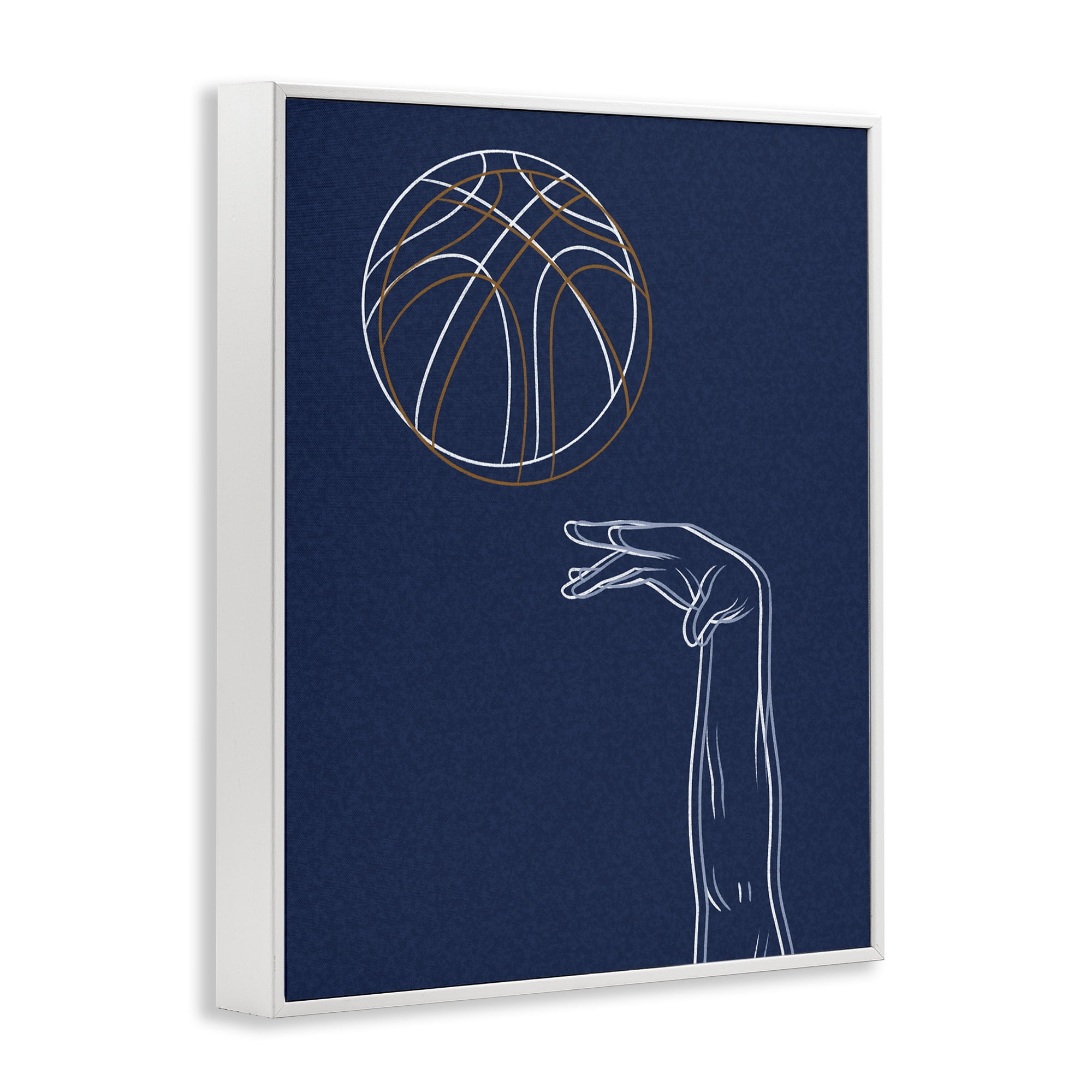 Stupell Industries Basketball Lines Contour White Framed Giclee Art, design by Marcus Prime