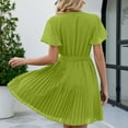 thumbnail image 5 of QIPOPIQ Robes pour Femmes Taille Empire à Étages Ample Manches Courtes Tendance Robe à Col en V Style Poupée Robe d'Été Couleur Unie Robe Plissée à Trois Couches Offres 2023, 5 of 5