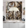 thumbnail image 2 of Vintage Farmhouse Kitchen Curtains Swag Valance and Tier Curtains Set 36 Inch Length, Country Texas Star Brown Wooden Grain Rod Pocket Drape Panels Pair Swag Curtain for Bathroom/Cafe/Window, 2 of 6