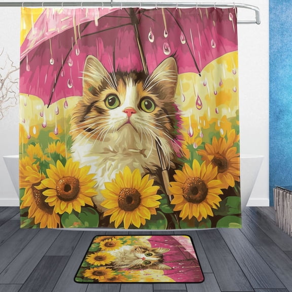 BZSMCE Shower Curtain and Bath Accessory Set,Petal Puddle Stare Pattern
