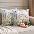 thumbnail image 2 of Spring Floral Outdoor Waterproof Pillow Covers, Botanical Blossom Seasonal Wildflower Decorative Square Throw Pillowcase Sofa Cushion Sham for Patio/Couch/Chair, 18"x18" 2 Pack, 2 of 8