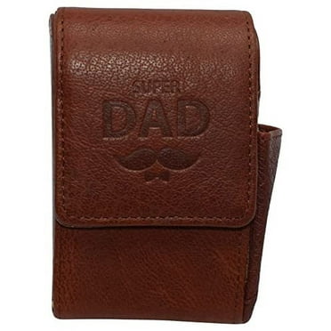 Super Dad Genuine Leather Cigarette Box Anti-Scratch Protective Storage Case with Lighter Holder