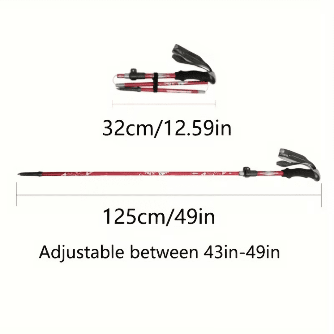 Five Section Folding Trekking Pole For Hiking And Walking, Yellow