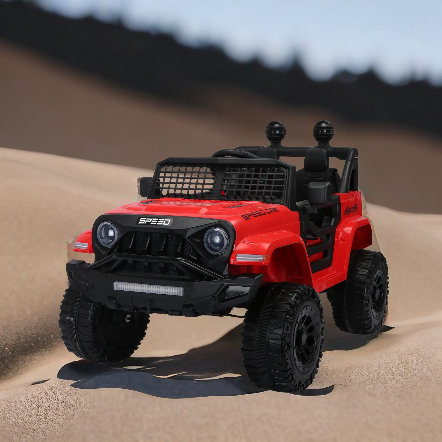 Resenkos 12v Battery-Powered Toy Truck for Kid, Kids Ride On Truck Electric Vehicle with Parents Remote Control, Three Speed Adjustable, Red
