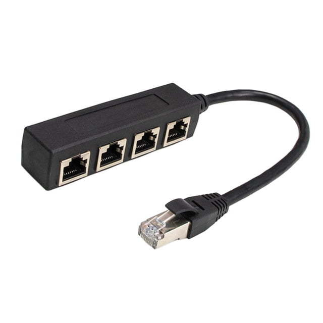 jesticaly LAN Ethernet Splitter Black Male to Female Computer Network Adapter One to Four